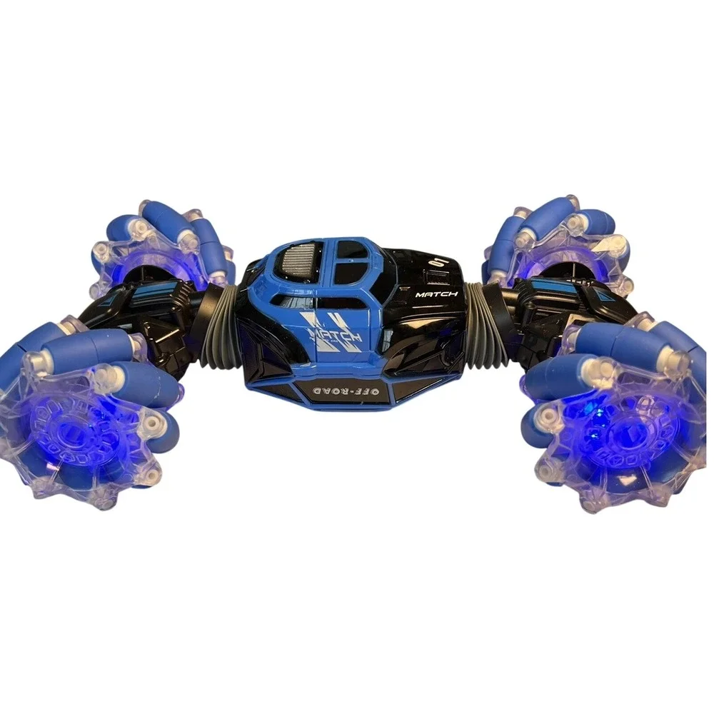 Blue RC Stunt‎ Car 360 Rotation Double Sided Off-Road Vehicle LED Lights CDF0390